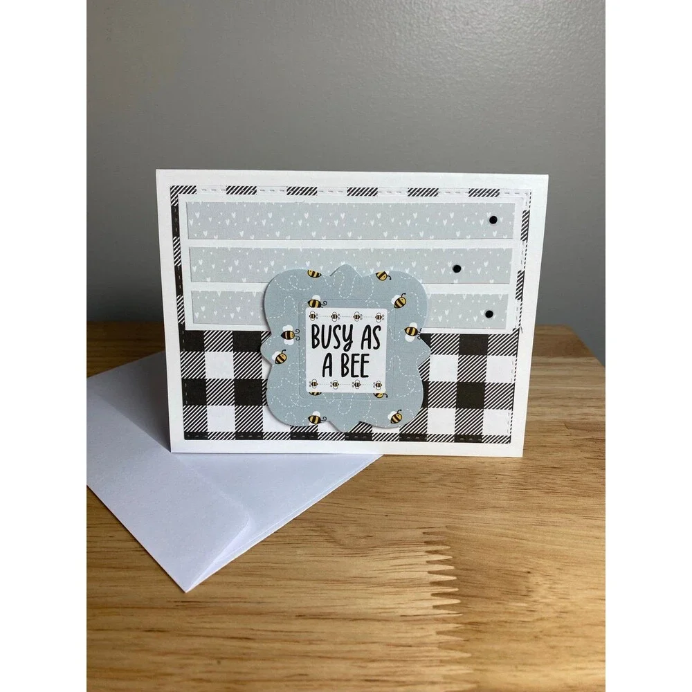 Bee Greeting Card – Handmade A2 Card – All Occasion Blank Card